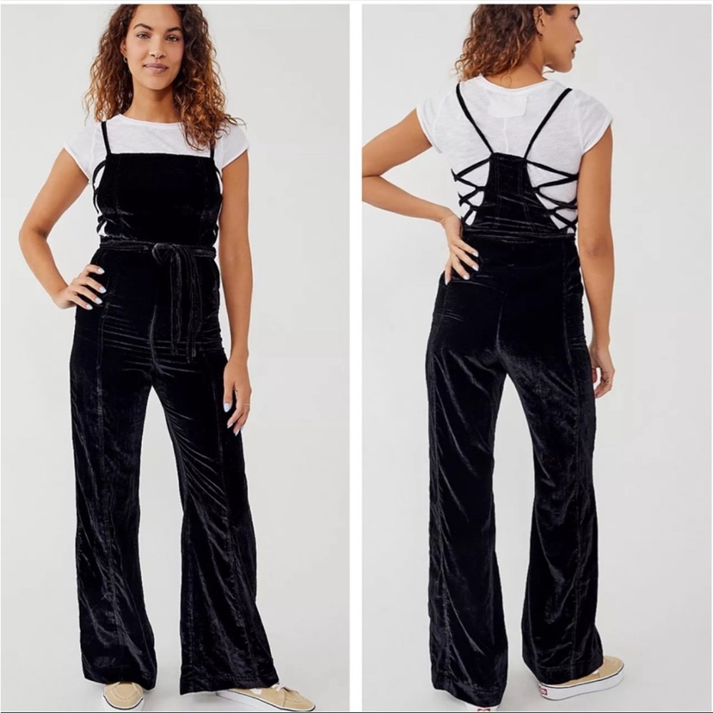 Black Velvet Lace-Back Jumpsuit
